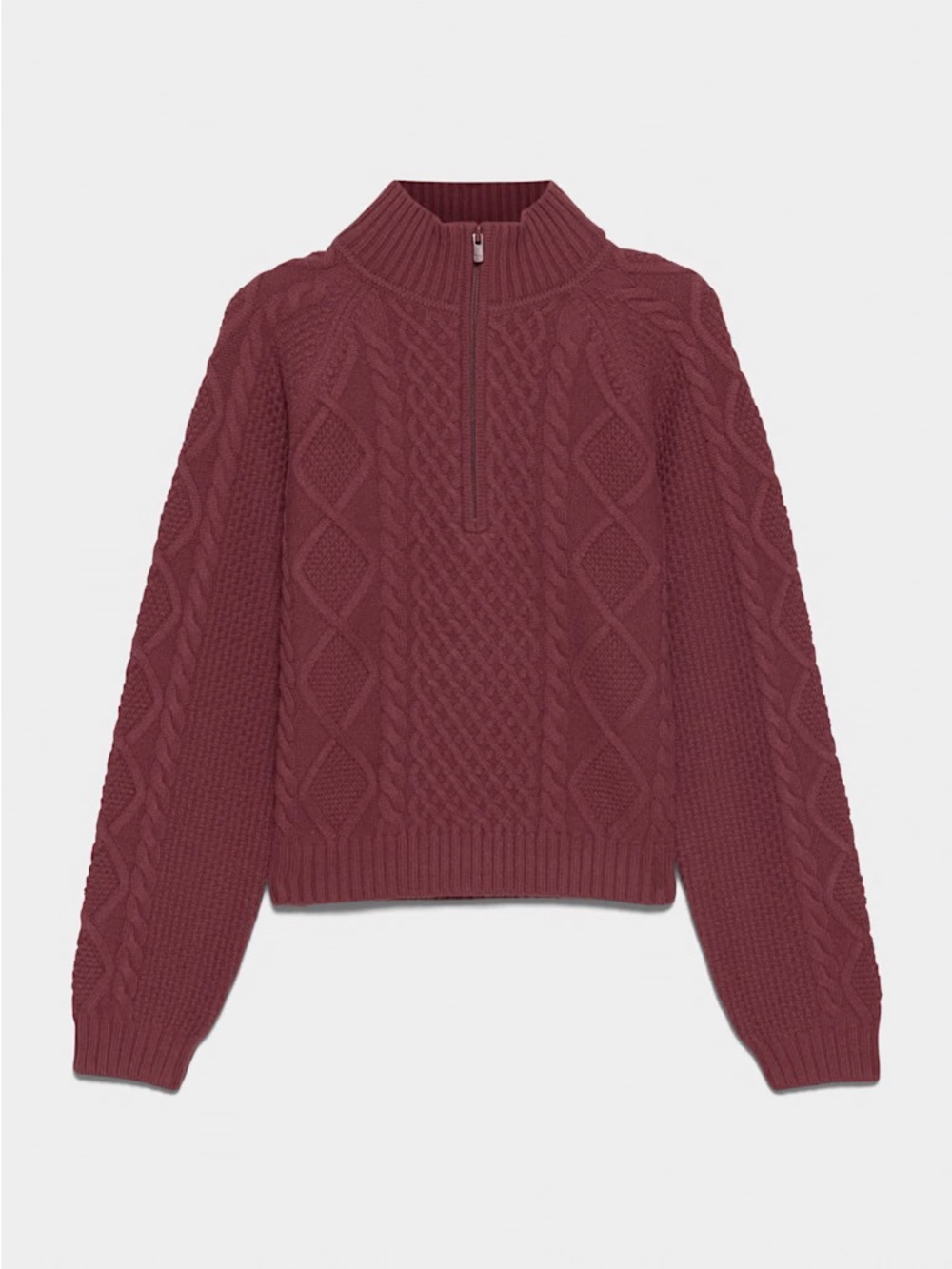 Aritzia Sunday Best Boreal 1/4 Zip Sweater — Spiced Burgundy, Size M